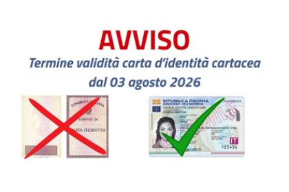 DOCUMENTO DI IDENTITÀ CARTACEO -  dal 3 agosto 2026 non sarà più valido